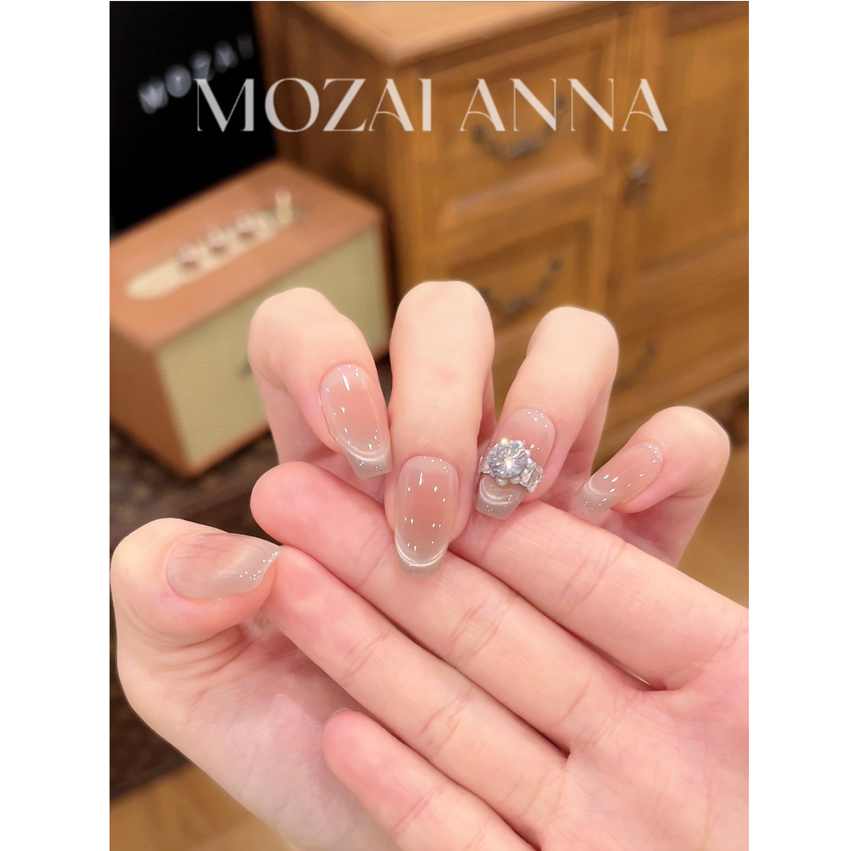 茉哉W现货【白月光】纯手工定制美甲拆卸穿戴甲A4996