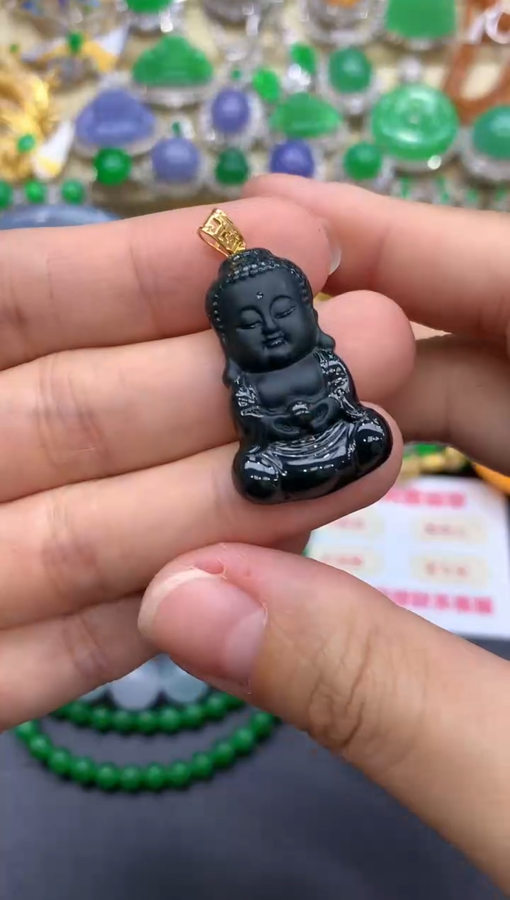 颈饰18K金镶嵌翡翠324-中国好珍宝