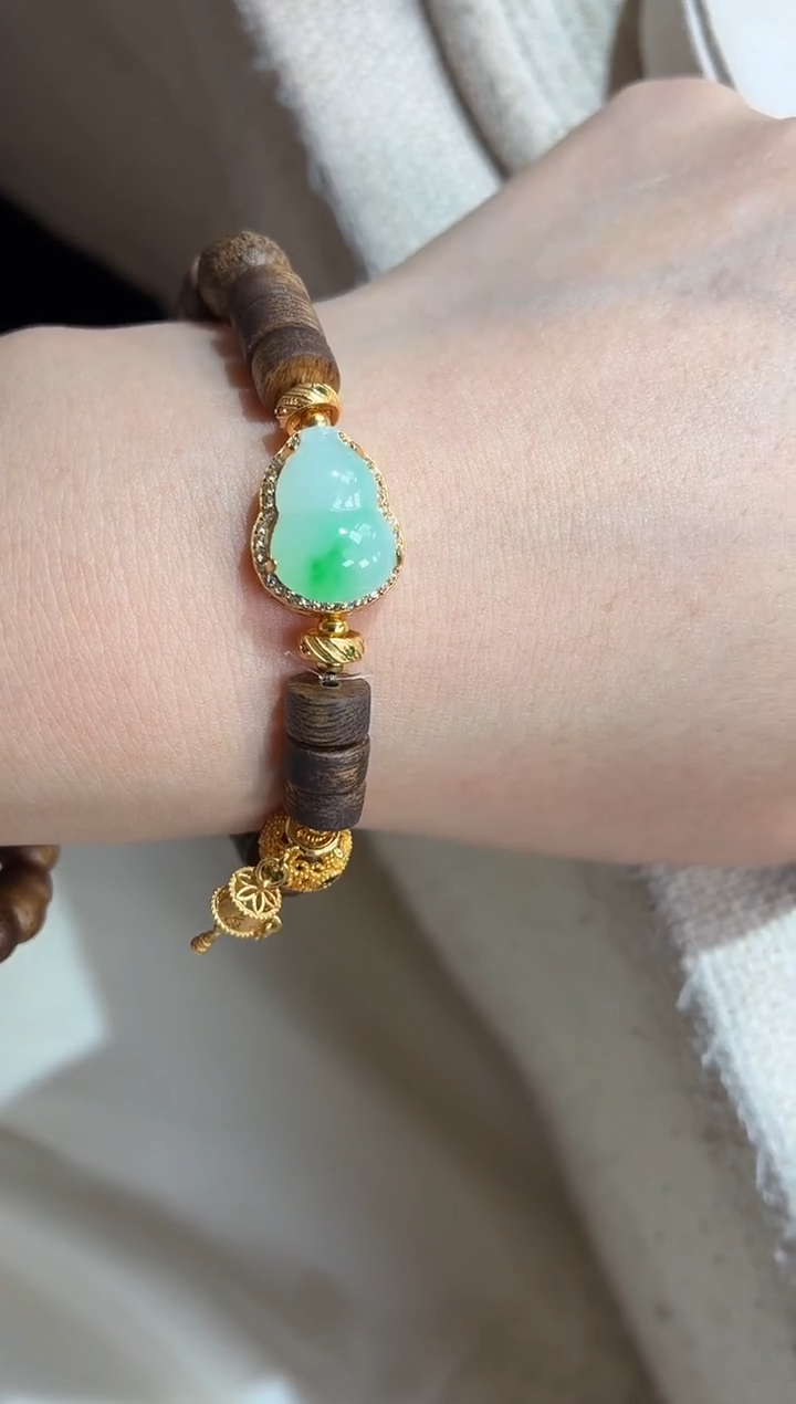 吊坠(不含链)银S925镶嵌翡翠手串