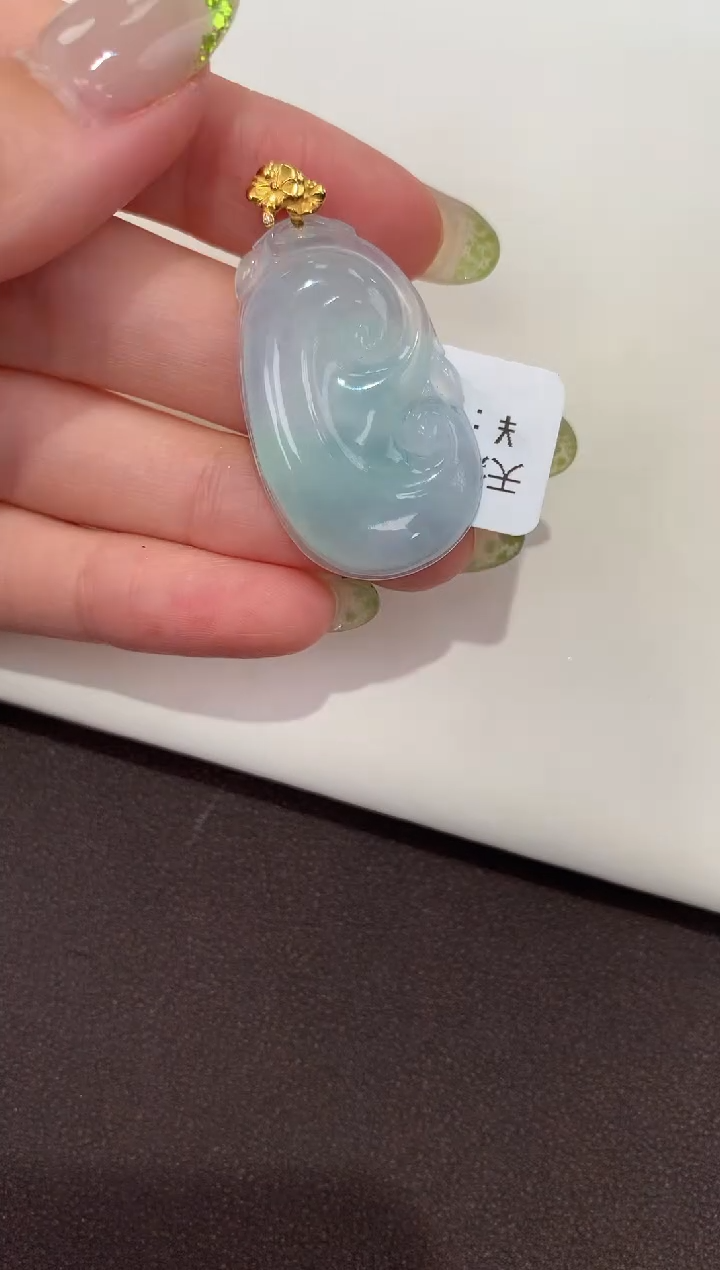 吊坠(赠链)18K金镶嵌翡翠天然缅甸a货翡翠