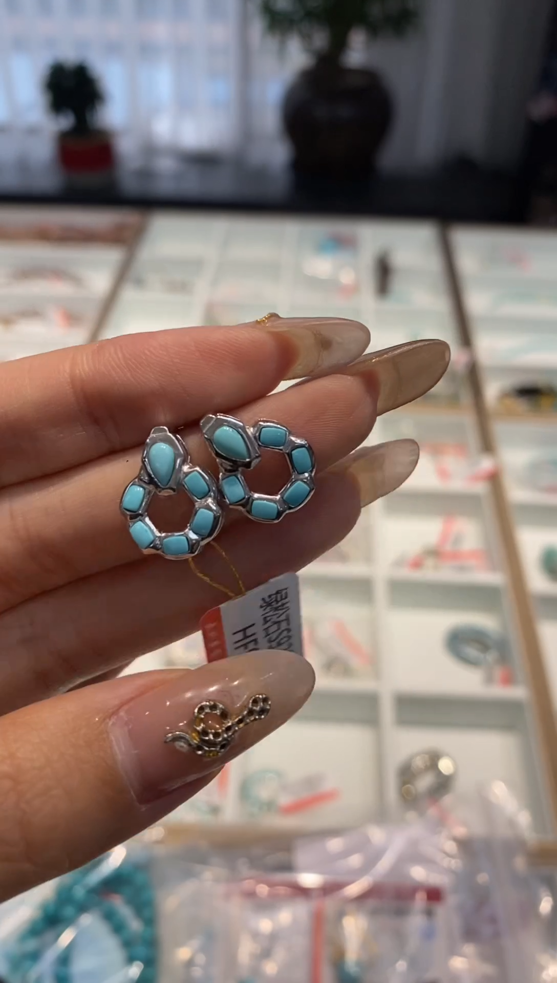 【闪购商品】绿松石耳饰银S925镶嵌耳钉