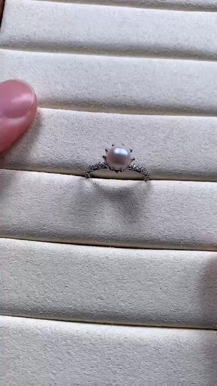 【闪购商品】海水珍珠戒指银S925镶嵌手捧花珍珠戒指