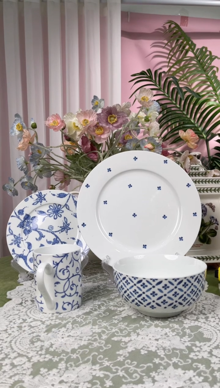 陶（中国产）孤品-靛蓝系列餐具4件套