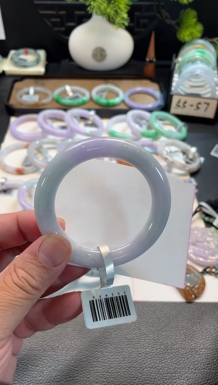 未镶嵌手镯翡翠53号链接 有纹裂 53.5圆条