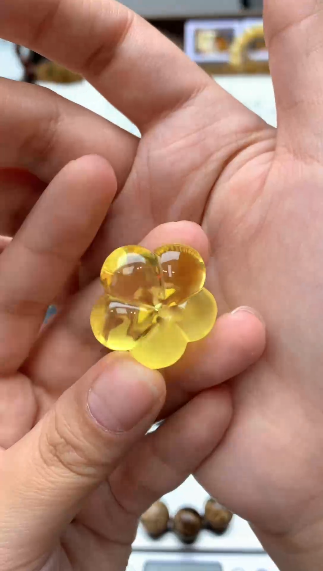 【闪购商品】琥珀珠宝奇石未镶嵌074琥珀蜜蜡花粉小坑