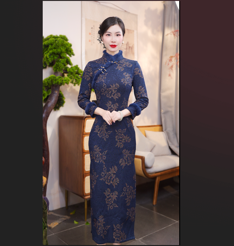 蓝天  2025新款旗袍气质日常优雅旗袍