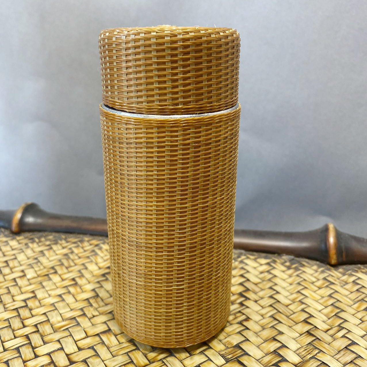 中式手工竹编钛保温杯水杯家用旅行便携大容量泡茶杯
