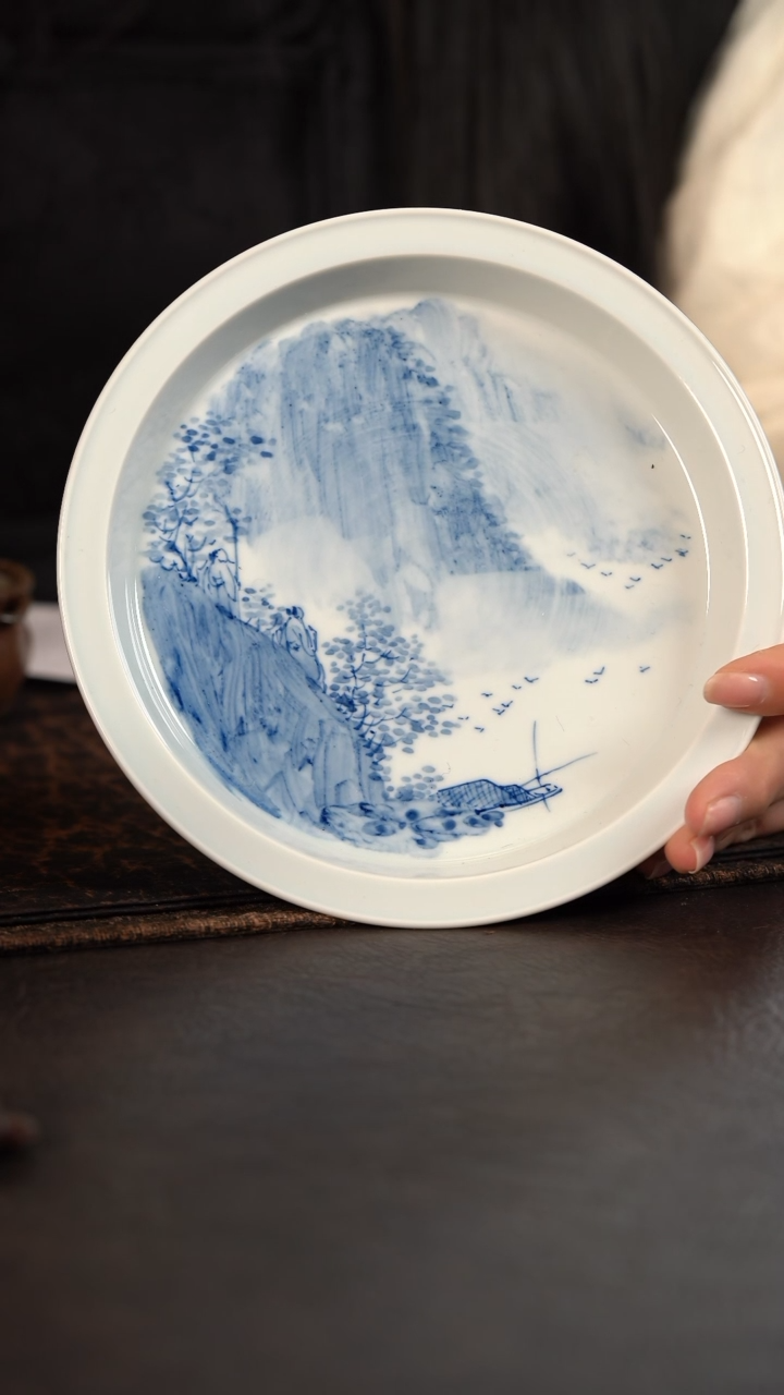 【闪购商品】杯156号微瑕HLX陶瓷写意山水大马蹄壶承