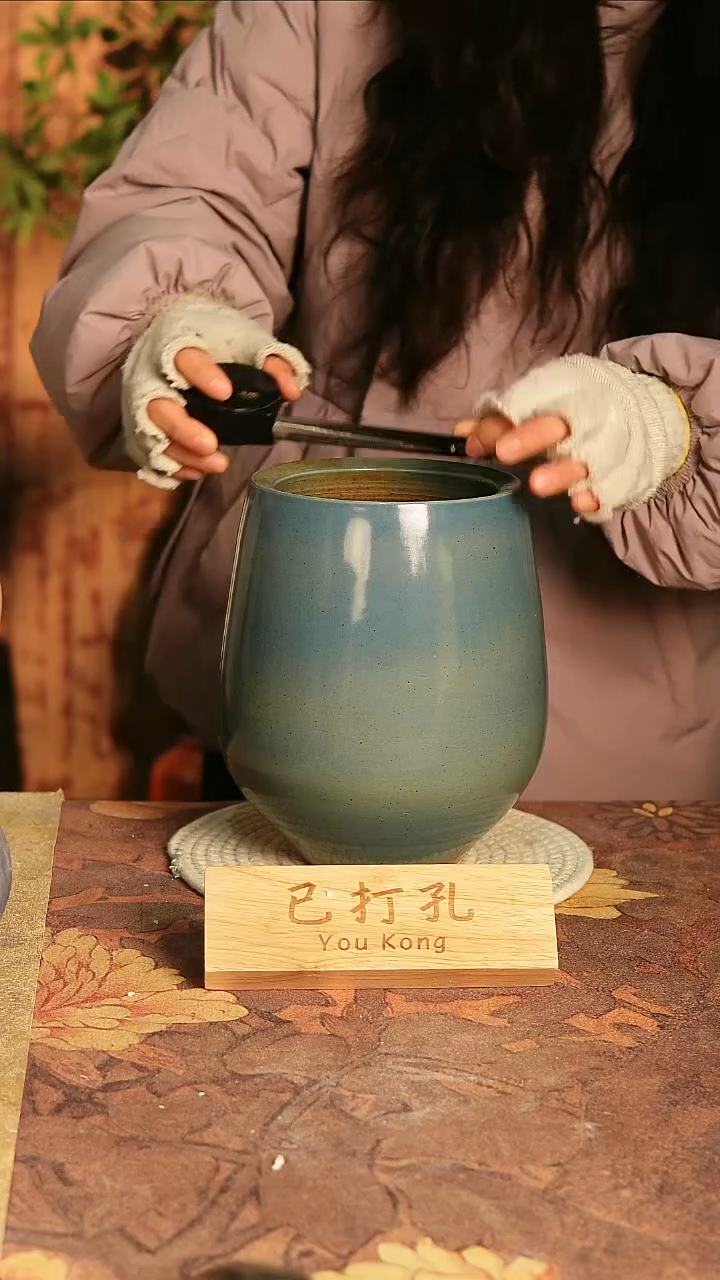 陶瓷24-185高22口12误差2已打孔孤品