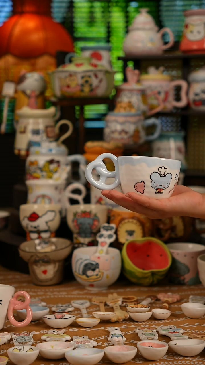 陶瓷无盖款陶瓷无盖款景德镇有彩高温釉下彩纯手绘创意瓷