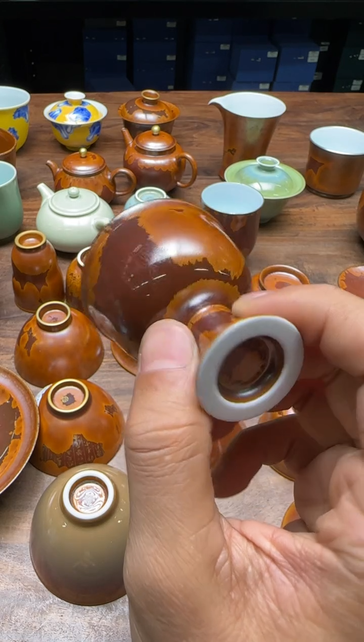 荣器 内外木首釉 小酒杯