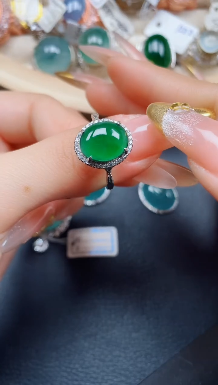 【闪购商品】翡翠戒指银S925镶嵌翡翠