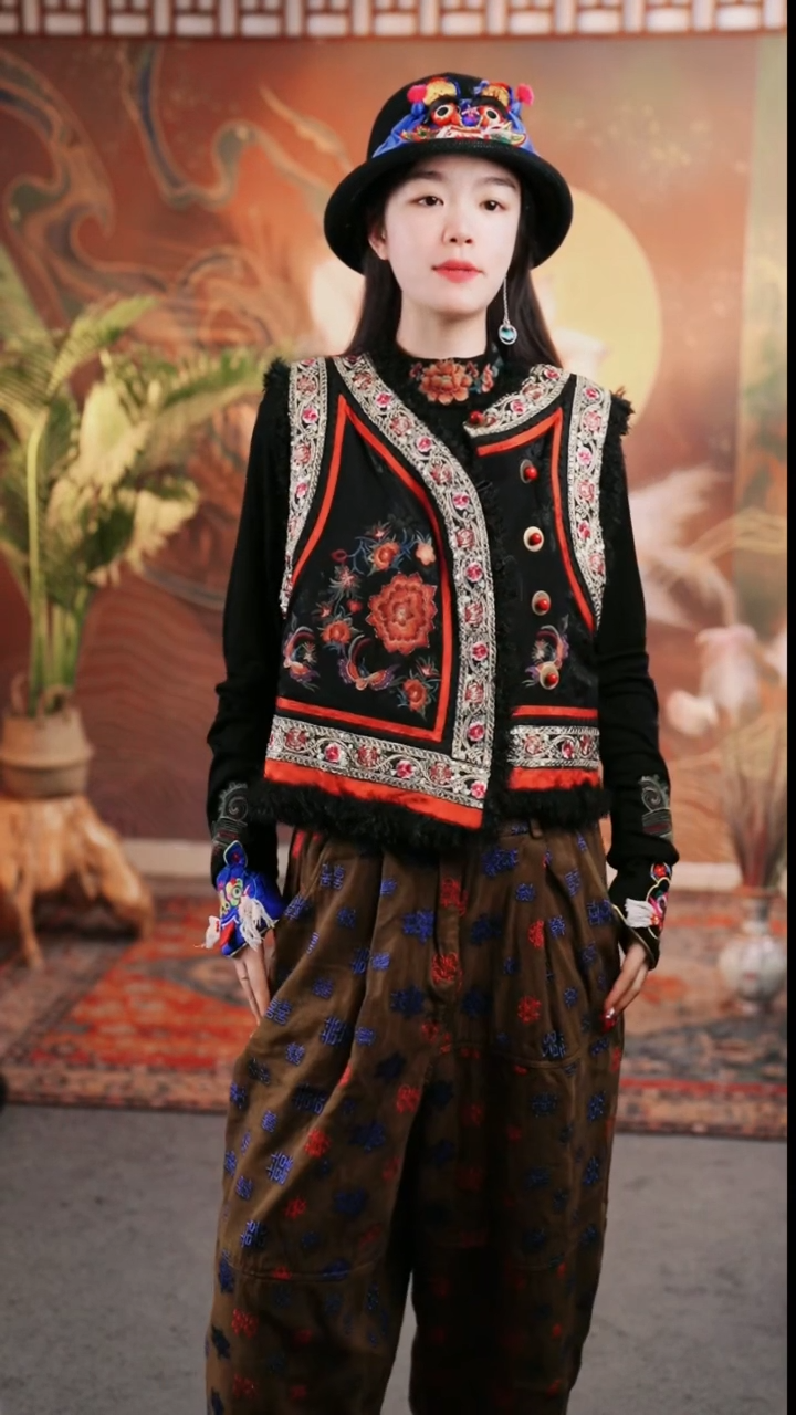 三醋酯纤维无填充物黑色阿吉马甲款式