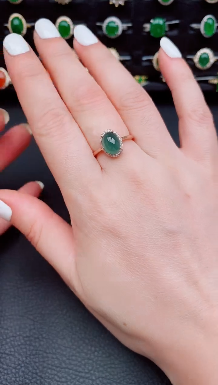 【闪购商品】翡翠戒指银S925镶嵌天然a货翡翠11
