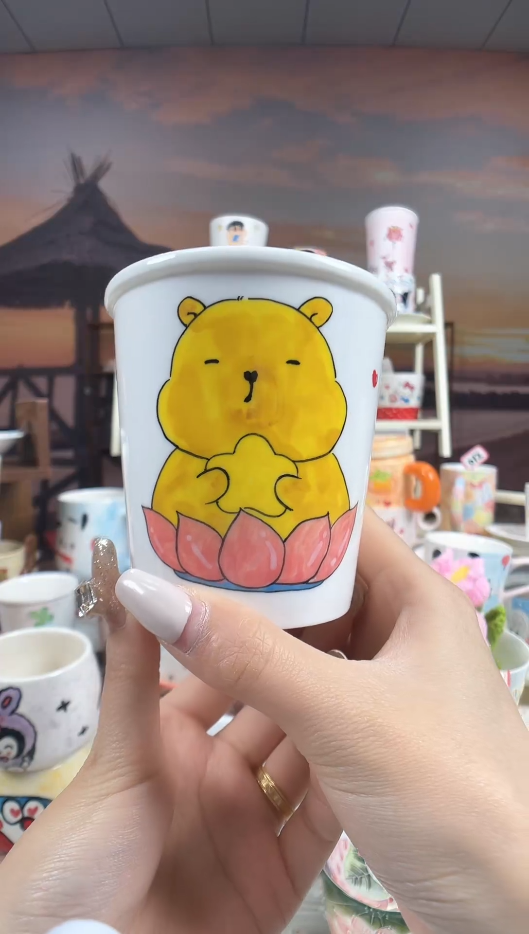 【闪购商品】景德镇手工手绘高温釉下彩陶瓷杯