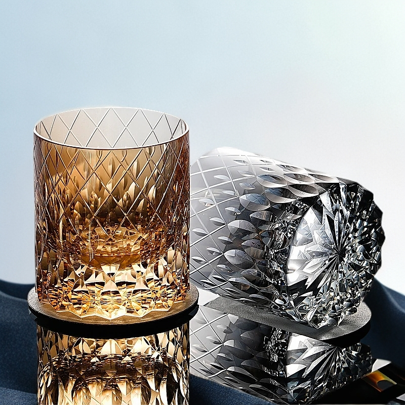 高端喝水杯子家用威士忌酒杯轻奢水晶玻璃杯