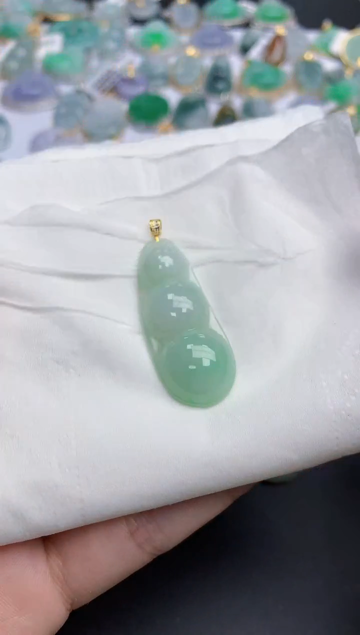 【闪购商品】翡翠颈饰18K金镶嵌天然缅甸翡翠A货