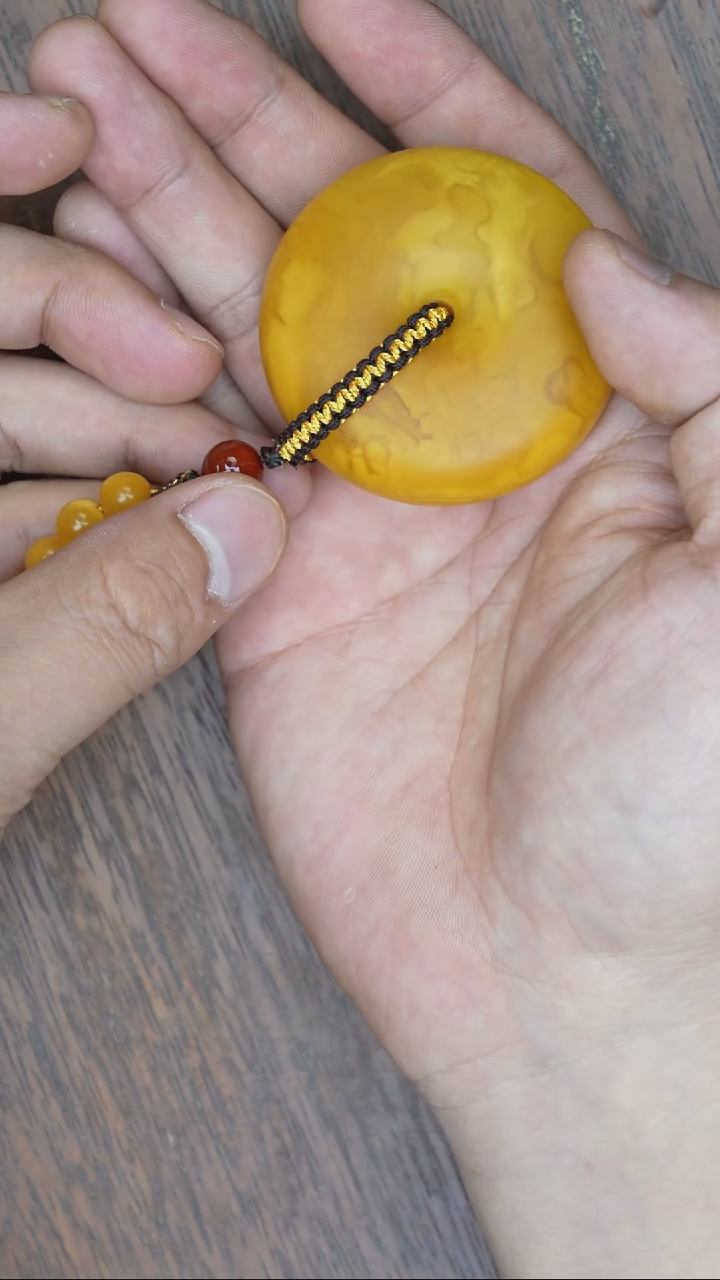 【闪购商品】琥珀裸石未镶嵌老蜡橘皮平安扣吊坠