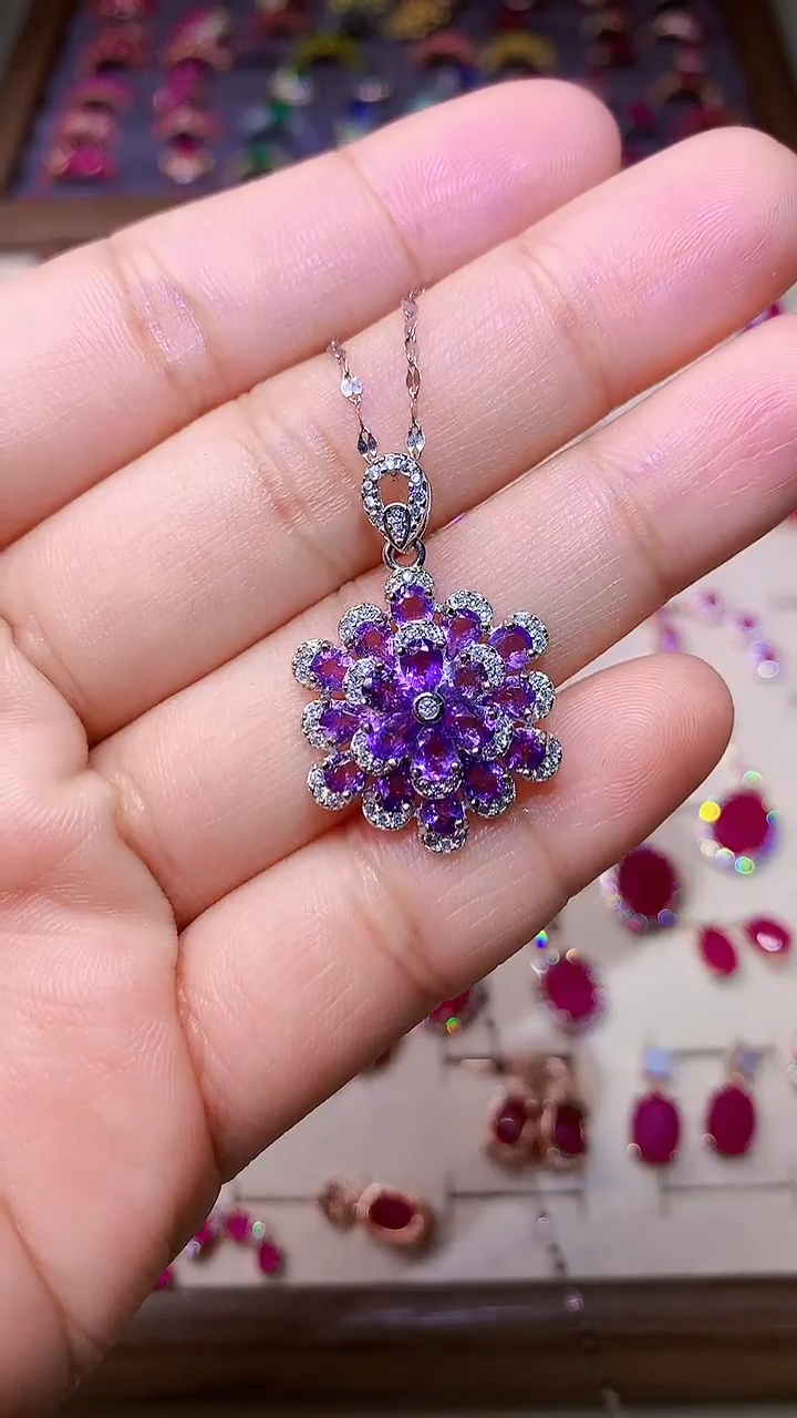 【闪购商品】紫晶颈饰银S925镶嵌0000