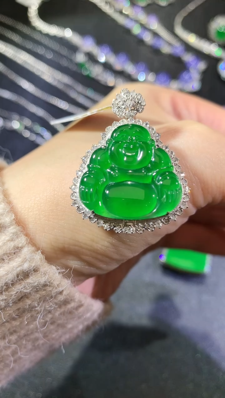 【闪购商品】翡翠吊坠(不含链)18K金镶嵌61-佛公