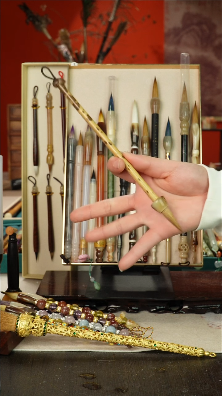 102号闪孤品高货毛笔链接 清水试笔 蘸墨不退