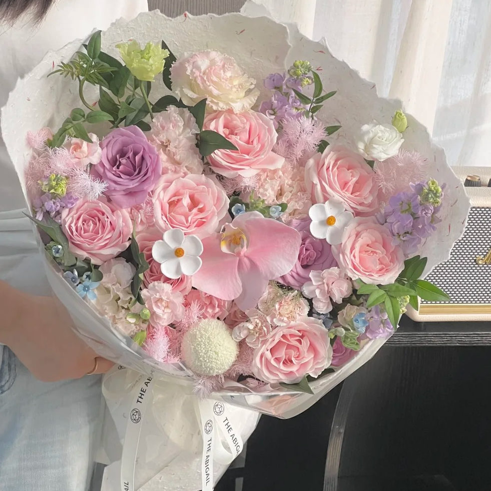 浪漫私语【粉紫玫瑰混搭花束】鲜花送女友闺蜜朋友鲜花直播间现场直播卖花同城配送小时达