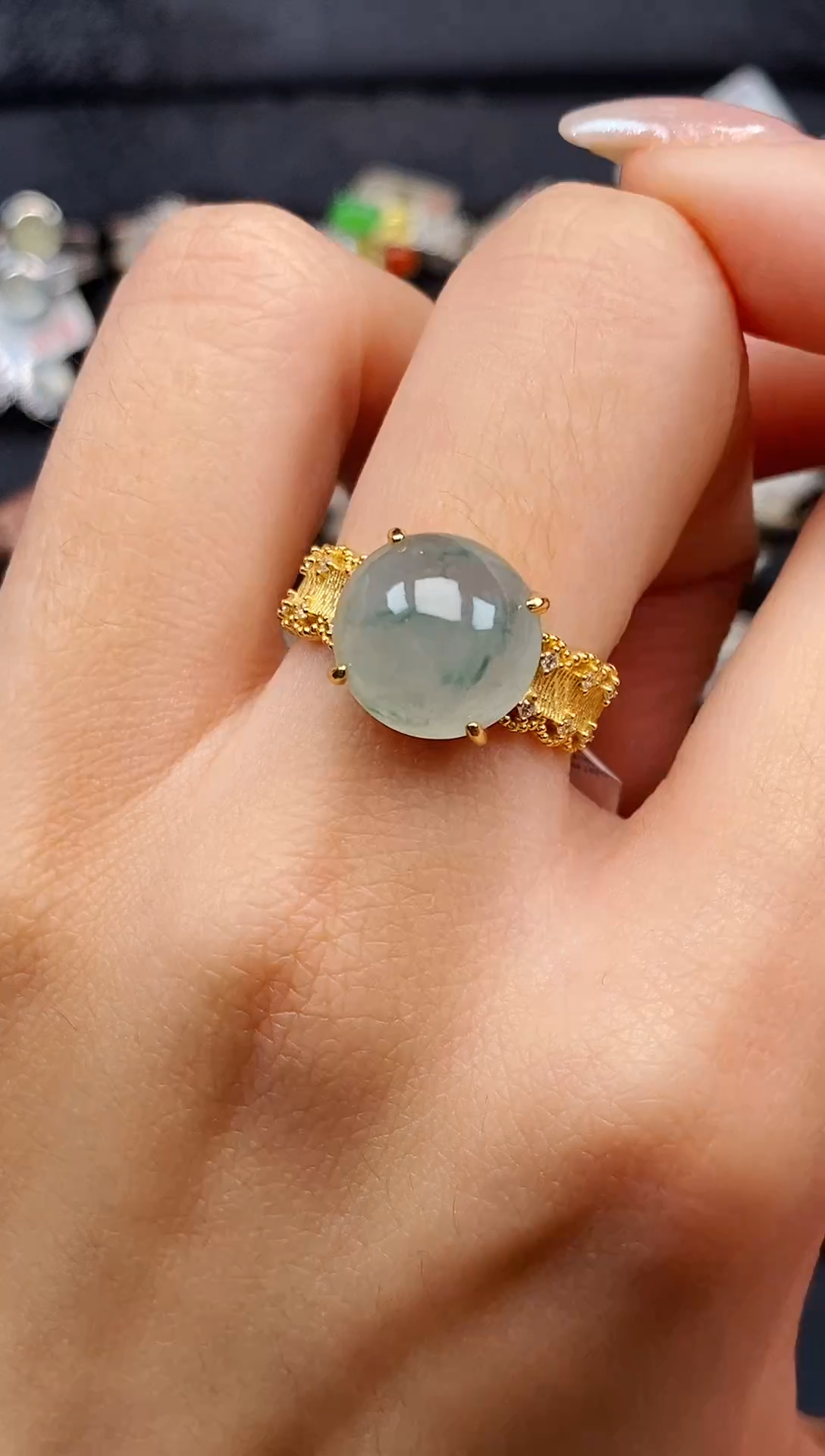 银S925镶嵌戒指翡翠天然A货翡翠34