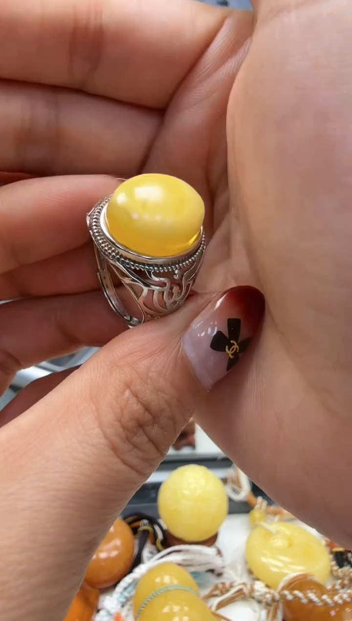 裸石琥珀银S925镶嵌如图