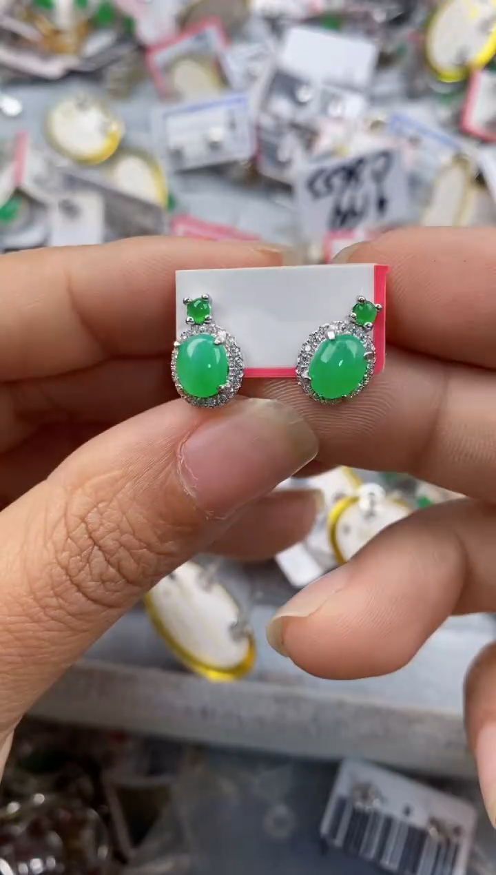 银S925镶嵌戒指翡翠555--3