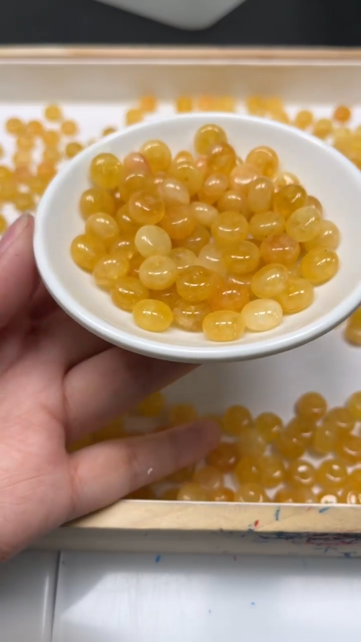 未镶嵌散珠碧玺E587 黄碧玺算盘6*10mm10个6.8元（浅）