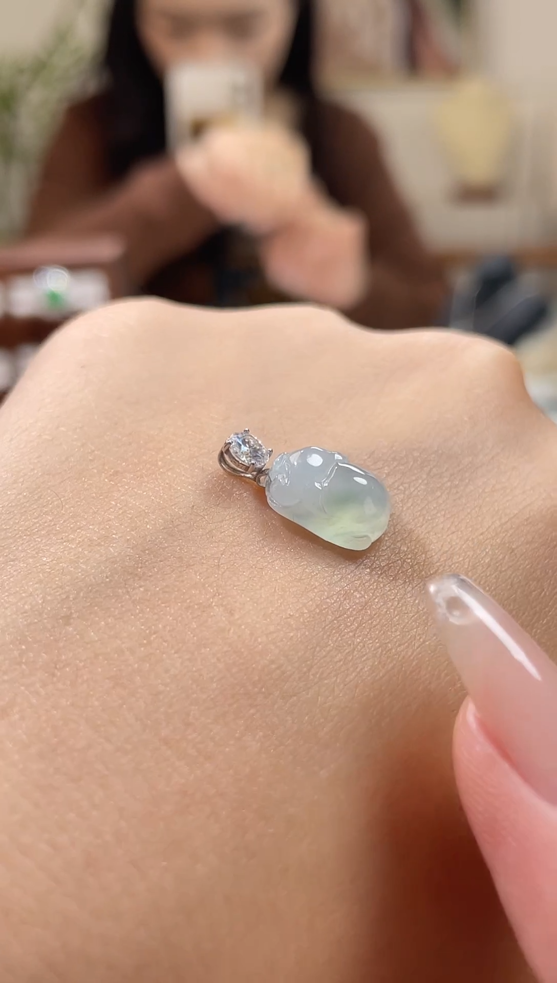 吊坠(不含链)18K金镶嵌翡翠小猪猪