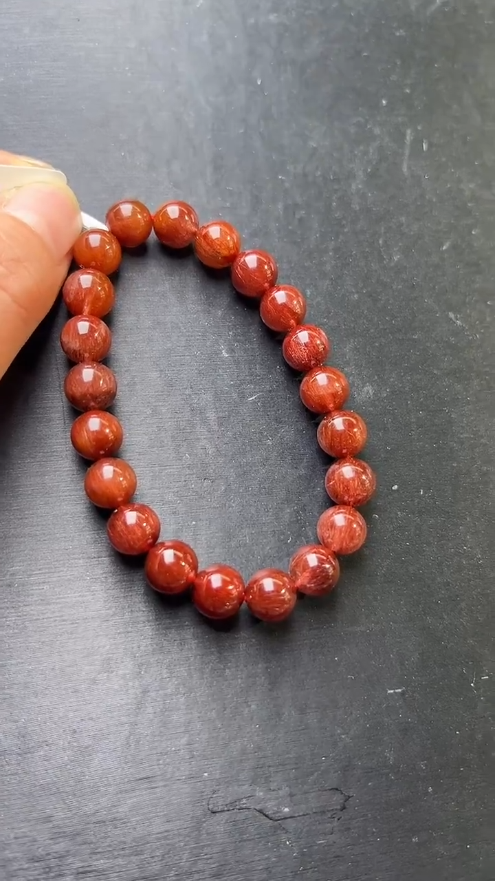 未镶嵌手串水晶红发晶手串9mm+ JP57476