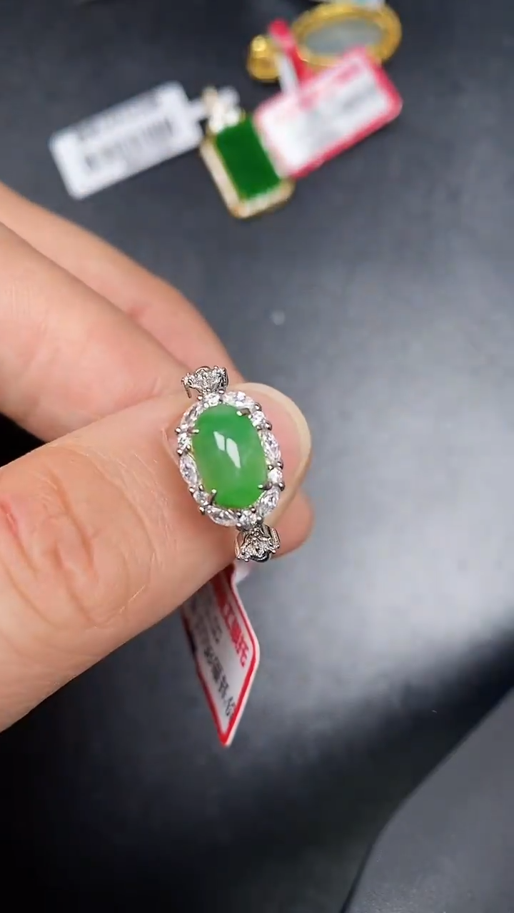 银S925镶嵌戒指翡翠1610