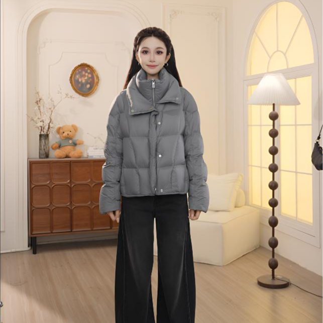 Basic House/百家好2025冬季新款时尚百搭立领羽绒服外套女YD266