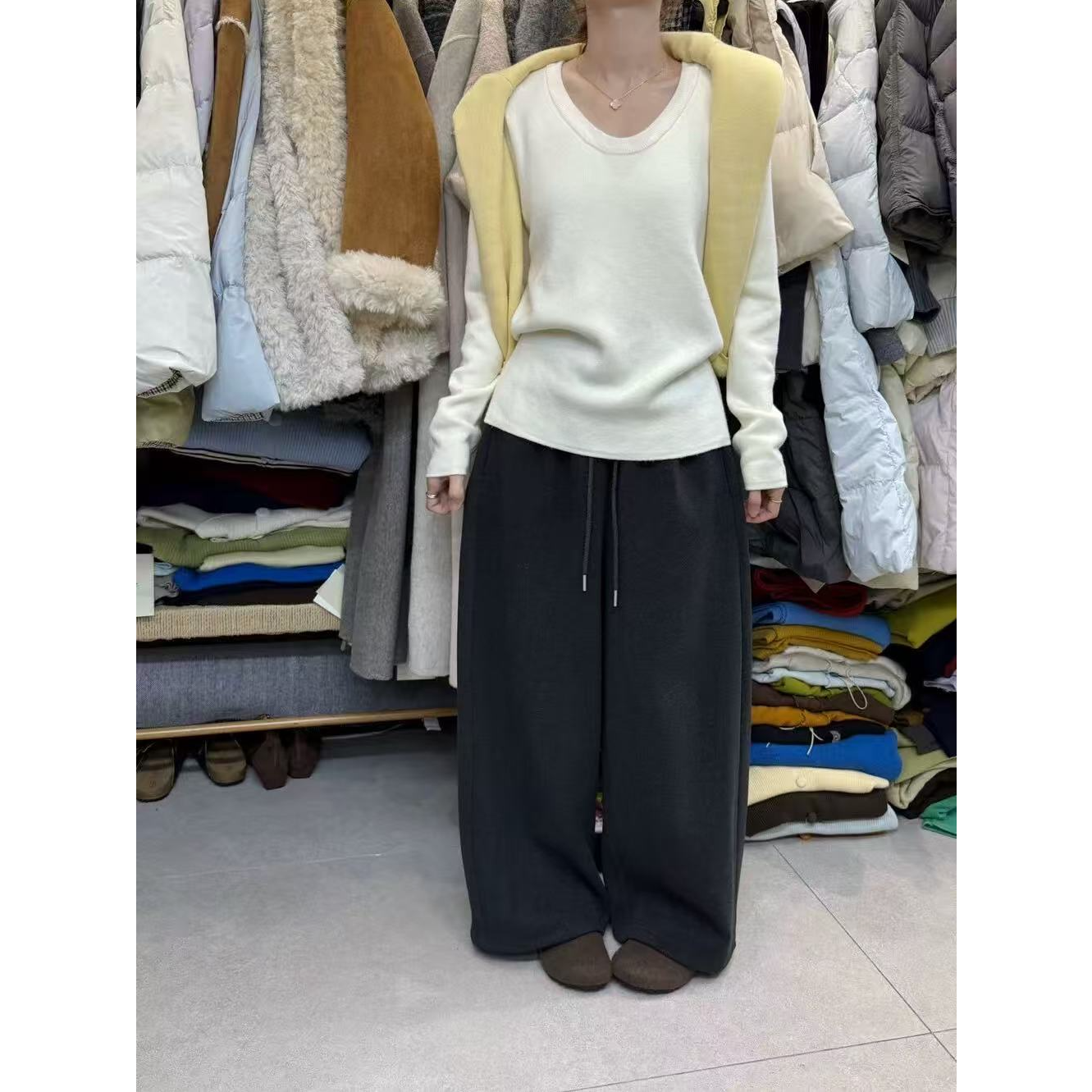 格子推荐~慵懒风一体绒打底衫