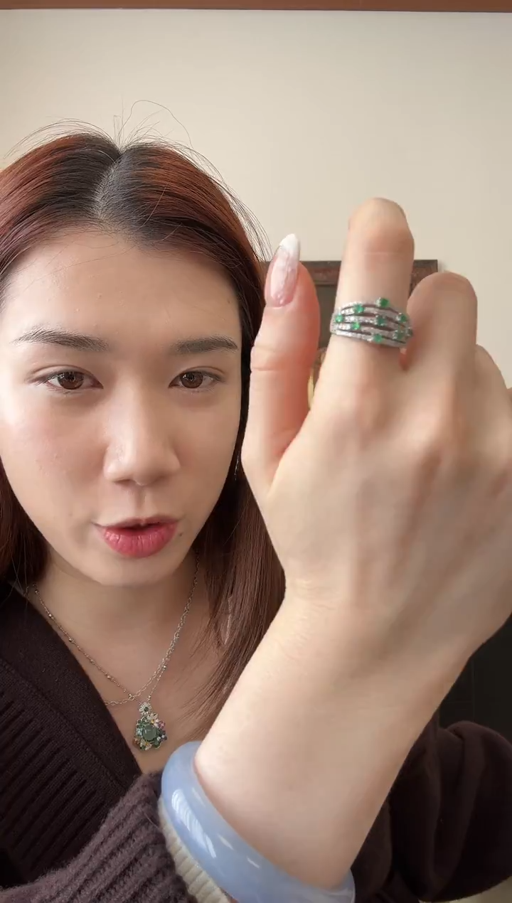 银S925镶嵌戒指翡翠戒指