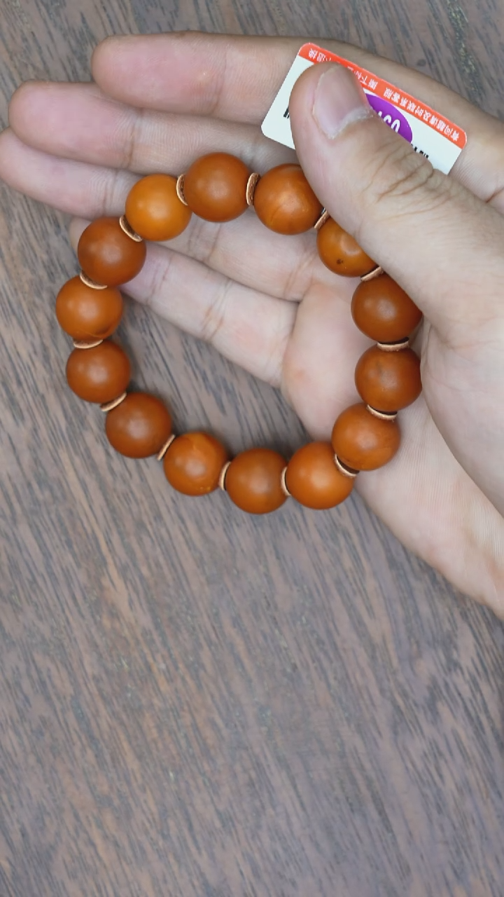 【闪购商品】琥珀裸石未镶嵌老蜡微瑕橘皮手串多样性发其一
