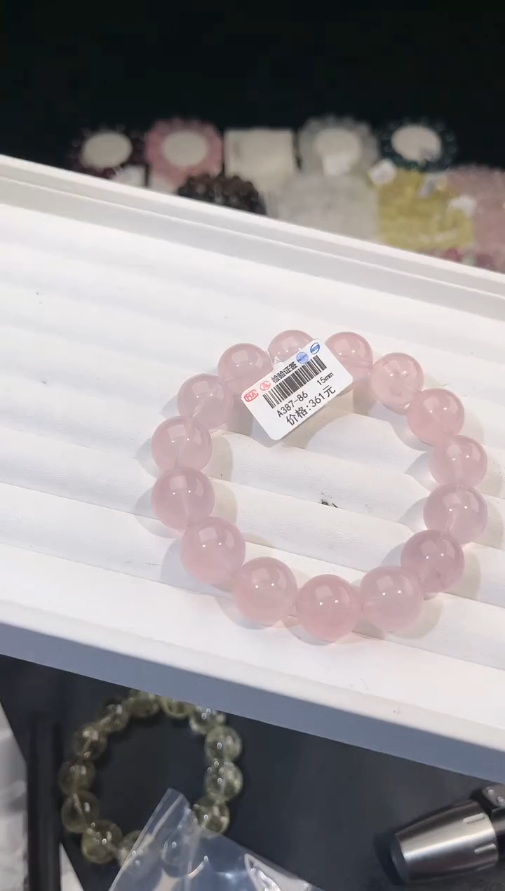 【闪购商品】水晶手链未镶嵌多样性发一粉晶15mm