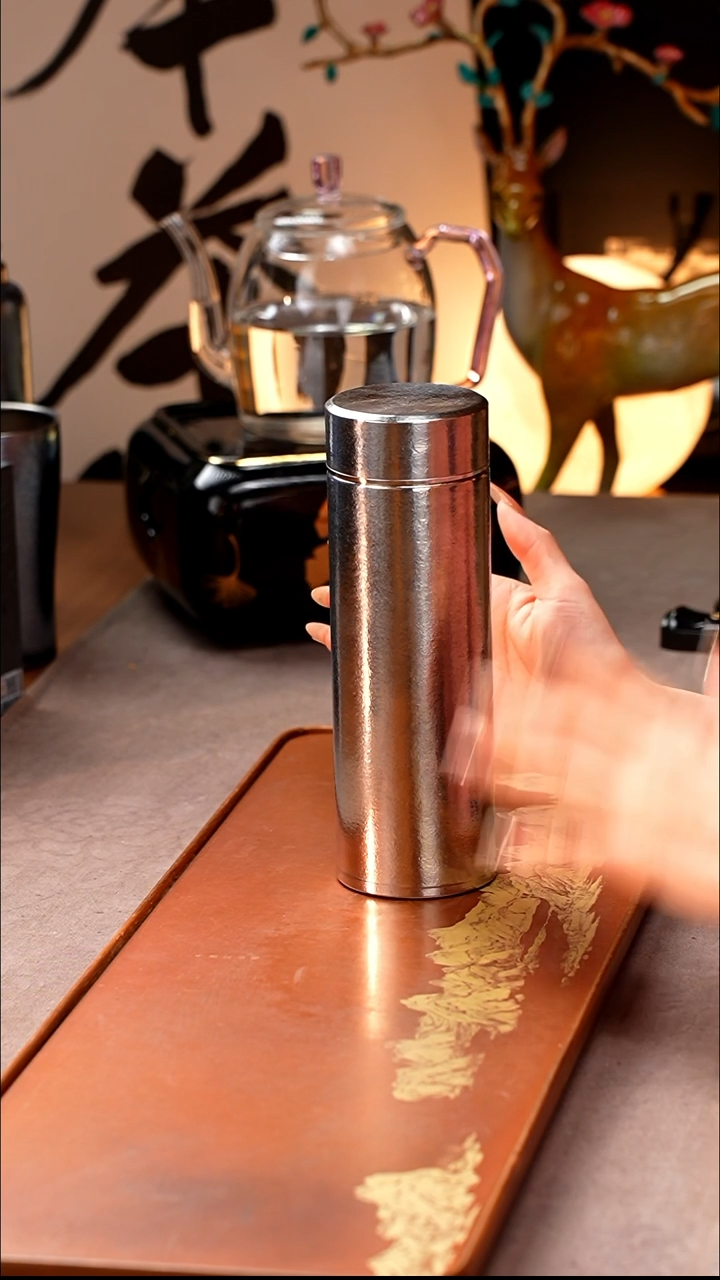 暗香疏影/简雅/纯钛保温杯/直/400ml/亮本色