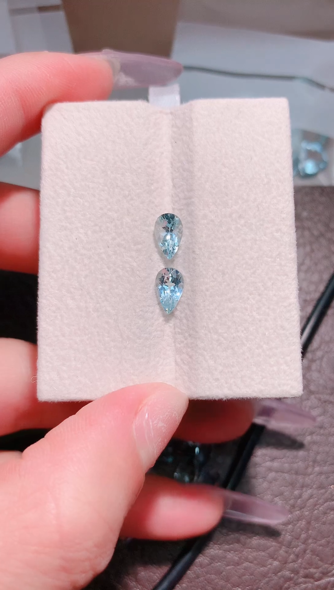 裸石海蓝宝石水滴小精品一对  1.53ct
