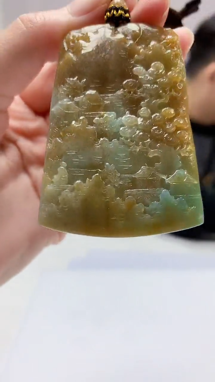 【闪购商品】定制翡翠未镶嵌4917zm-毛货挂件40山水