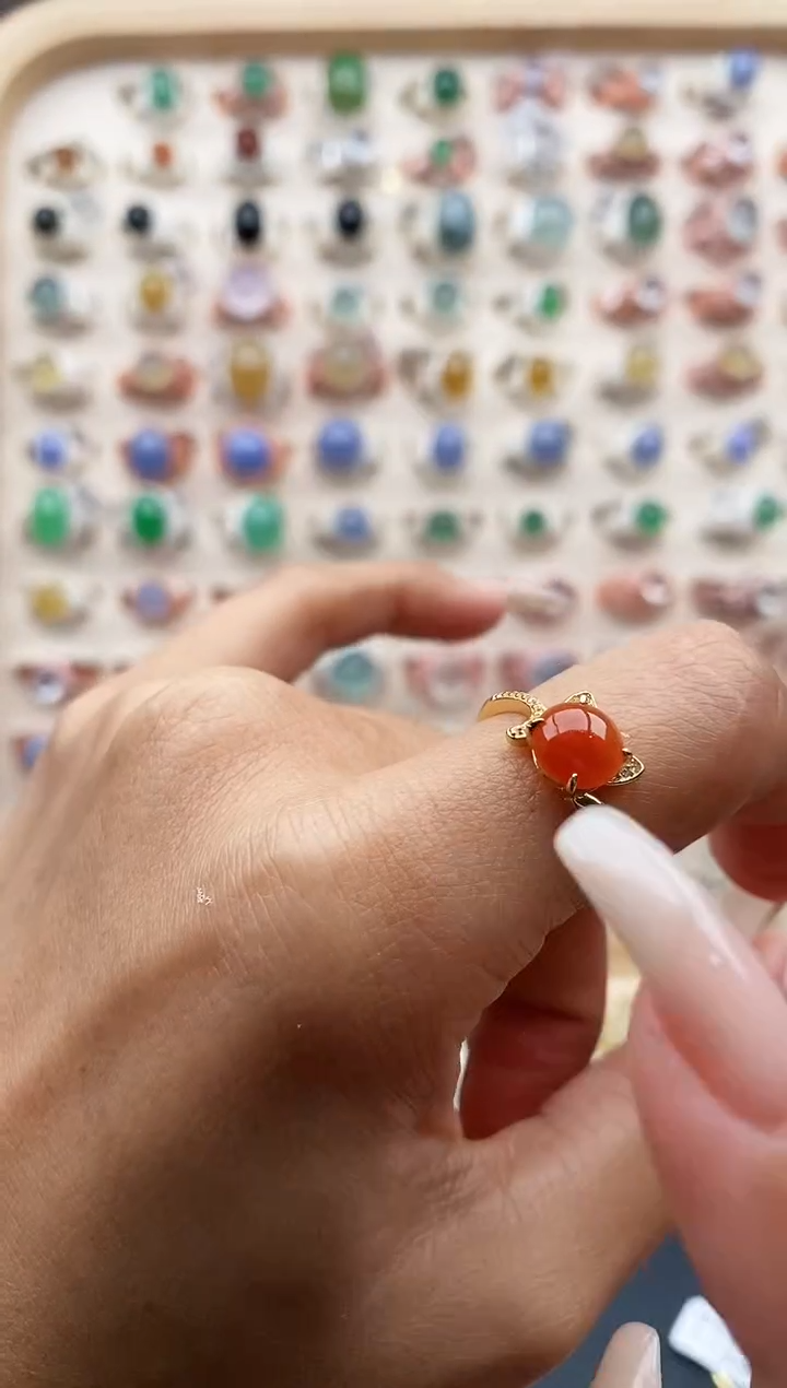 【闪购商品】翡翠戒指银S925镶嵌缅甸天然A货翡翠333  5+8