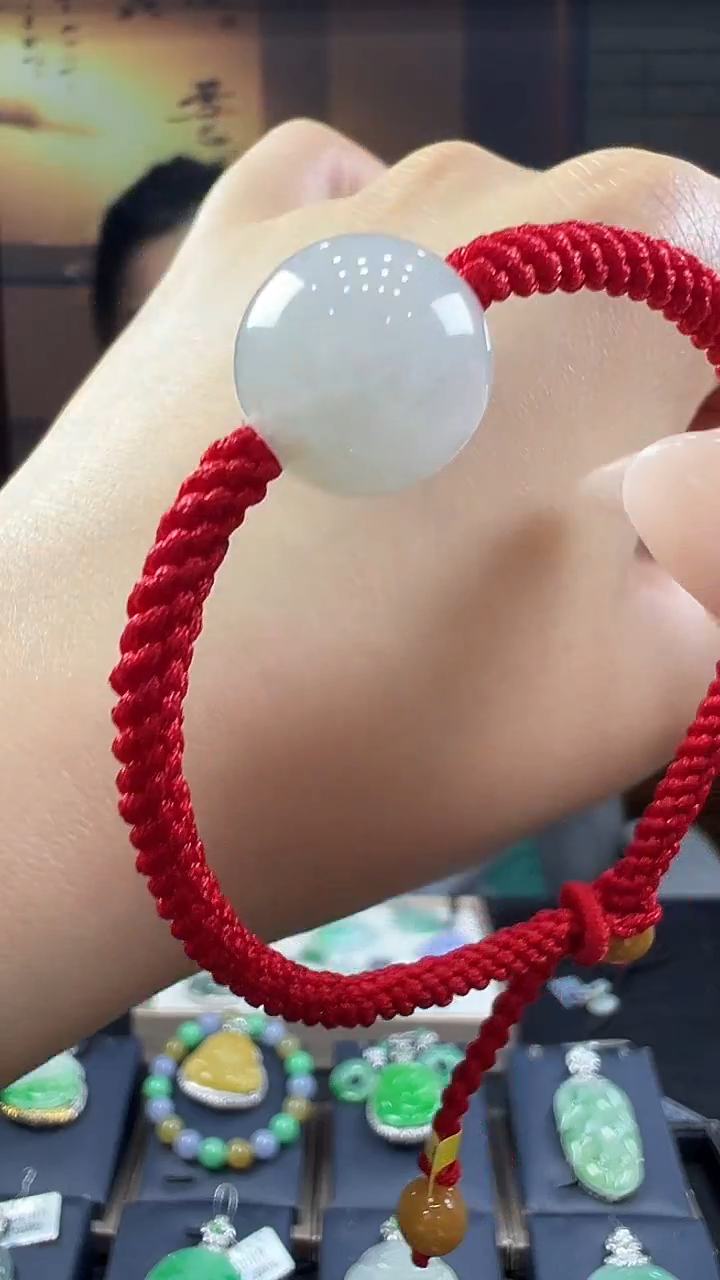 未镶嵌挂件翡翠圆珠手绳