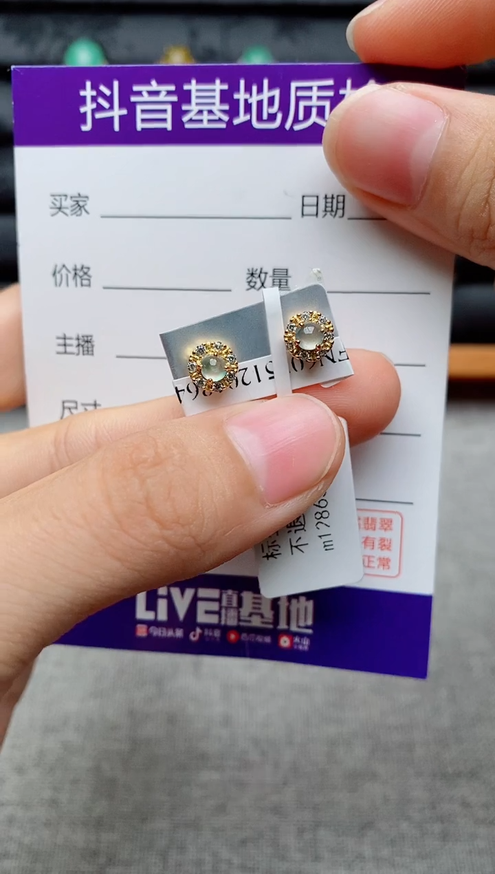 银S925镶嵌翡翠耳饰1