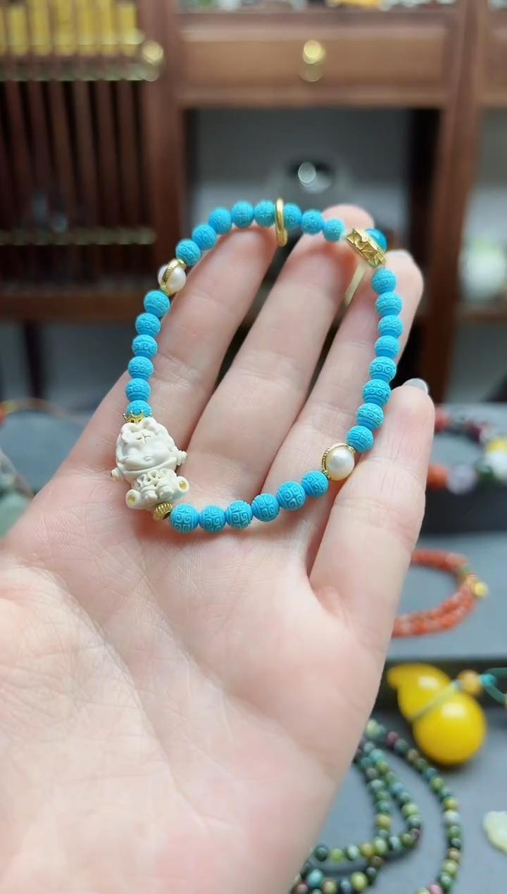 【闪购商品】绿松石手串18K金镶嵌18k金松石手串 SH