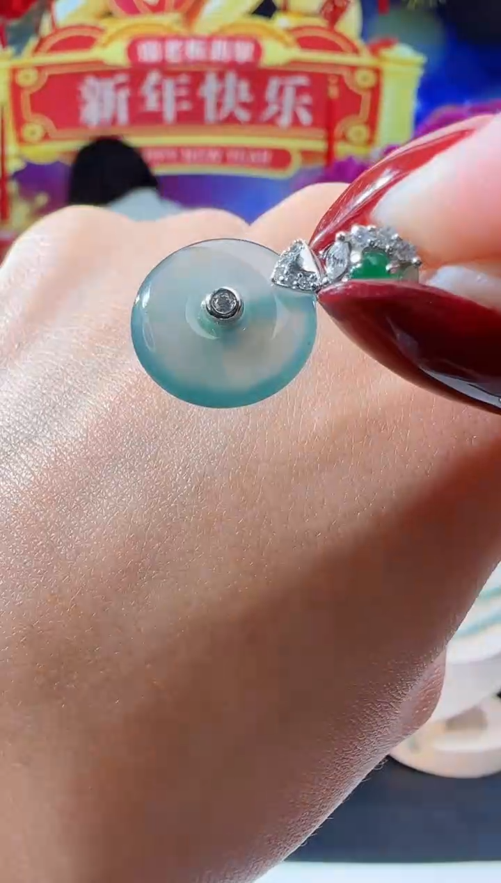 【闪购商品】翡翠吊坠(不含链)银S925镶嵌平安扣多样性发一