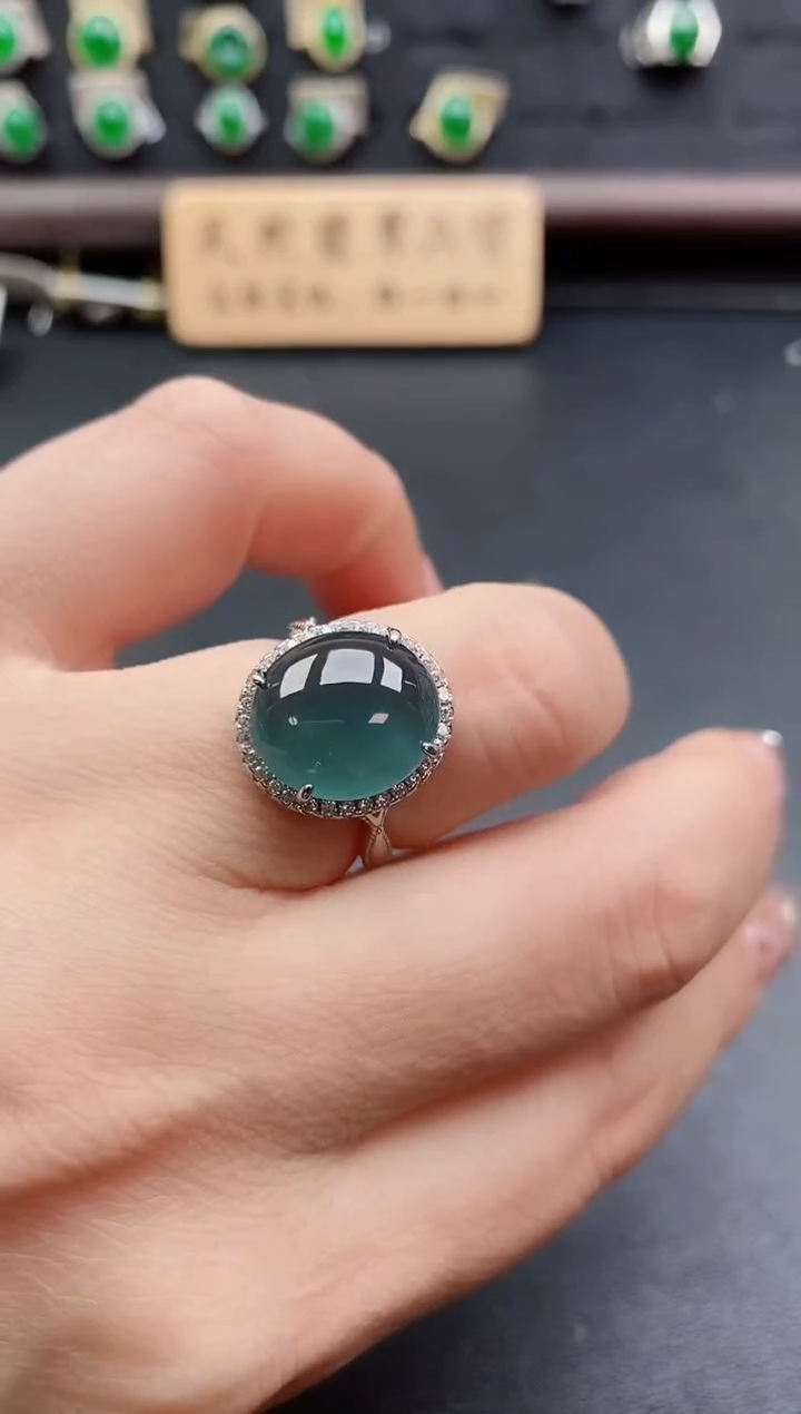 银S925镶嵌戒指翡翠1