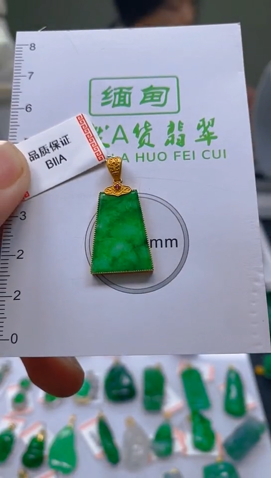 【闪购商品】翡翠颈饰18K金镶嵌天然翡翠a货，一物一证