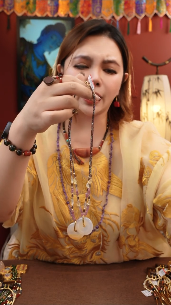 非金属珐琅黄水吊坠项链