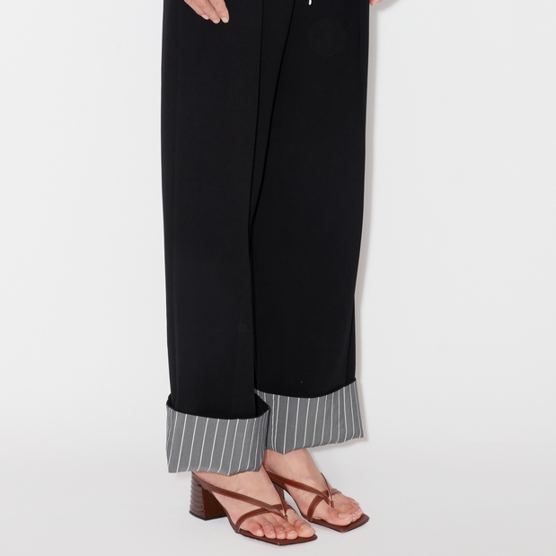 JYQ-IMMI设计师品牌醋酸翻边直筒长裤